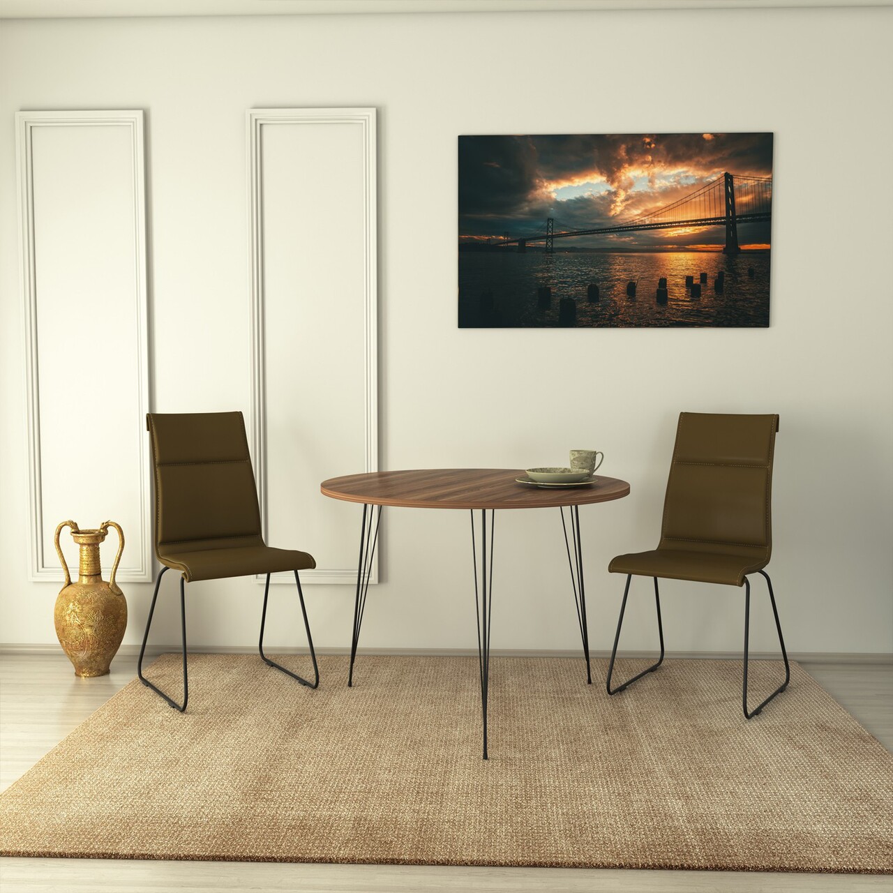 Masa Sandalf Walnut, Comforty, 90x75 cm, maro - imagine 7